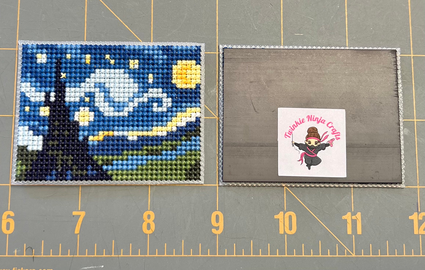 Starry Night Finished Cross Stitch Magnet