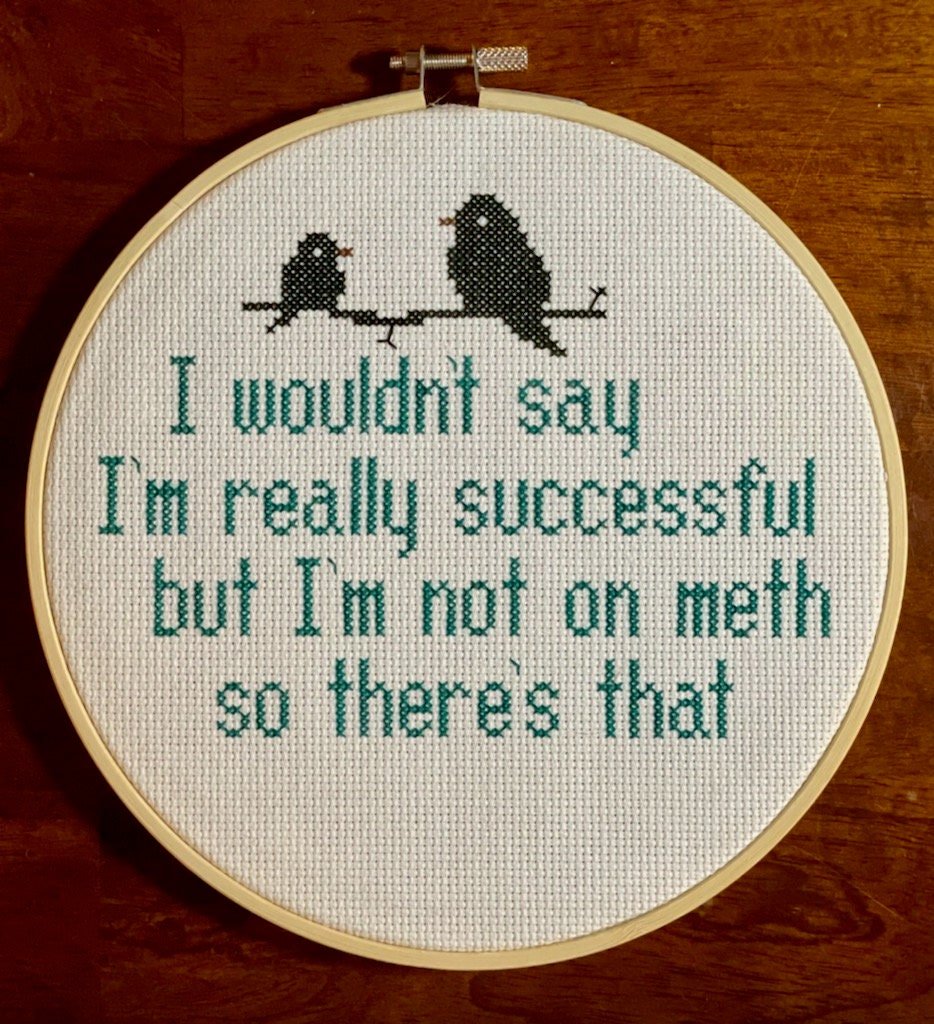 Not Successful But Not On Meth Finished Cross Stitch