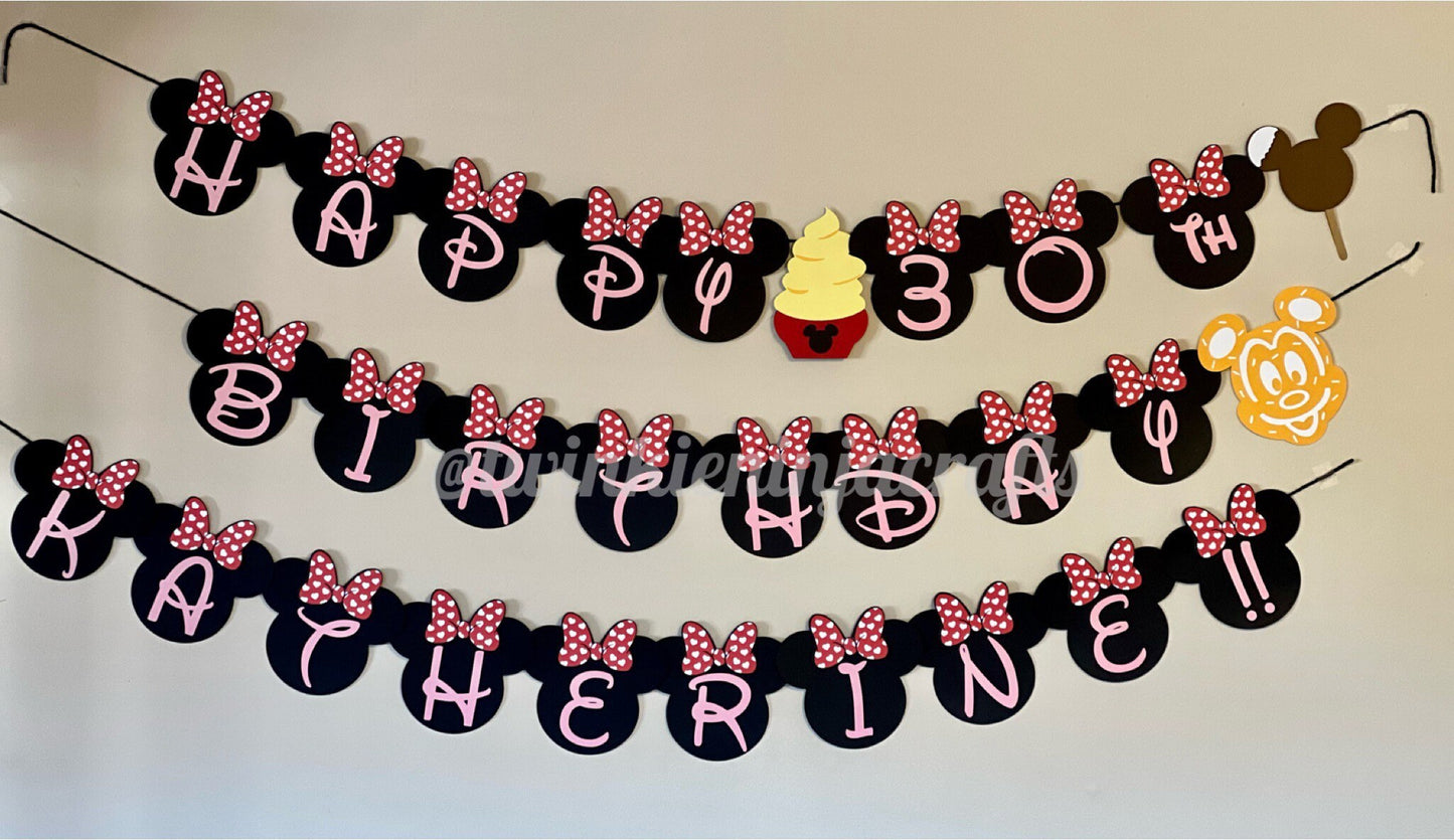 Mouse Ears with Bow Birthday Banner