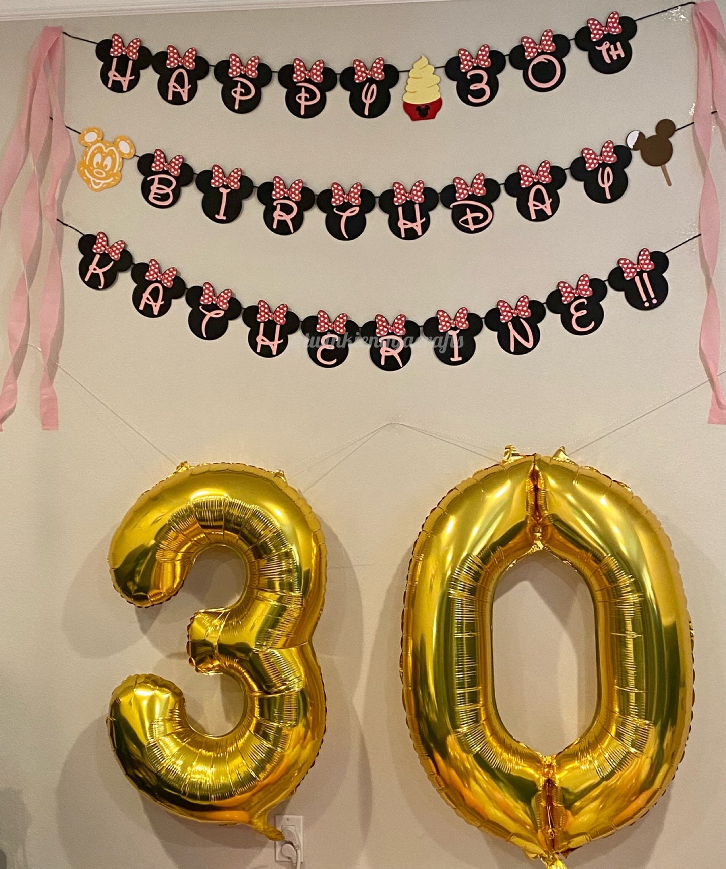 Mouse Ears with Bow Birthday Banner