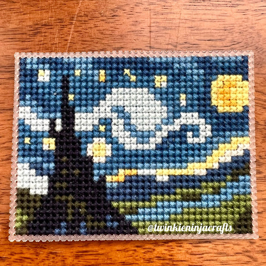 Starry Night Finished Cross Stitch Magnet